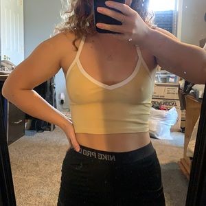 🌞UO Yellow Varsity Crop Crossback Cami